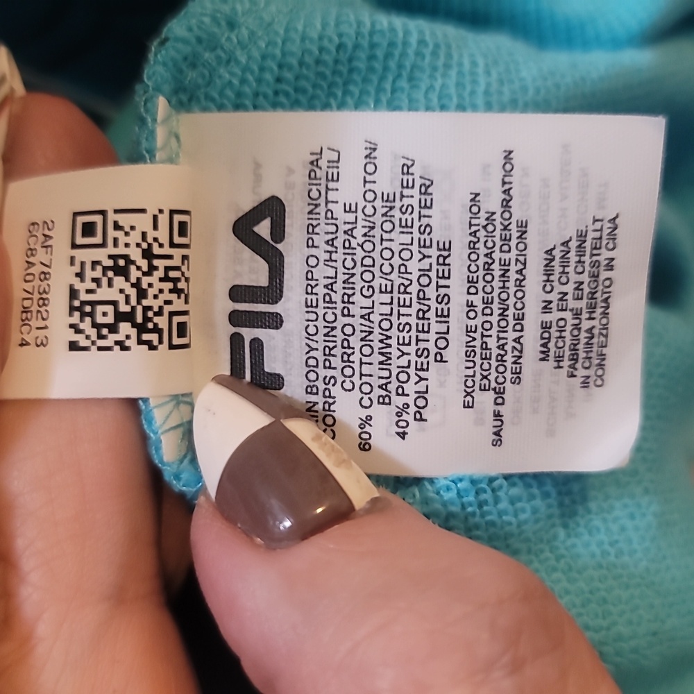 Fila zip up heartbeat hoodie hooded sweatshirt jacket Turquoise 3x nwt - Picture 9 of 10